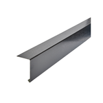 A length of textured metal black edge trim, shown as it would look from the outside to create a smart finish.