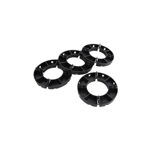 4 hard black plastic rings, separable into quarters. 