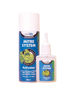 A can of the 200ml activator product, and a smaller squeezey tube of the adhesive, with a nozzle for application.