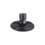 A flat, circular piece of black EPDM, with a covered vent tube sticking up from it.