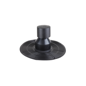 A flat, circular piece of black EPDM, with a covered vent tube sticking up from it.