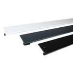 Three lengths of RubbaTrim Edge appearing almost horizontally: white at the top, then anthracite, then black.