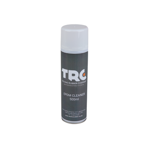 A short cyclinder of EPDM Cleaner, with a grey label showing the TRC logo, and the can contents. Can has a white cap.
